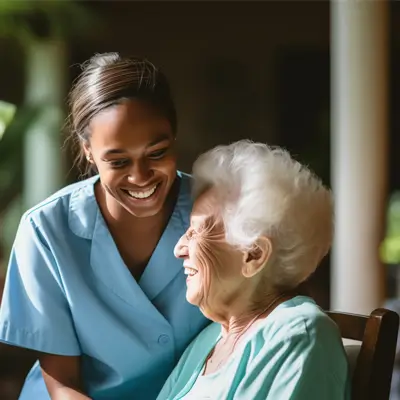 health worker taking care elderly patient